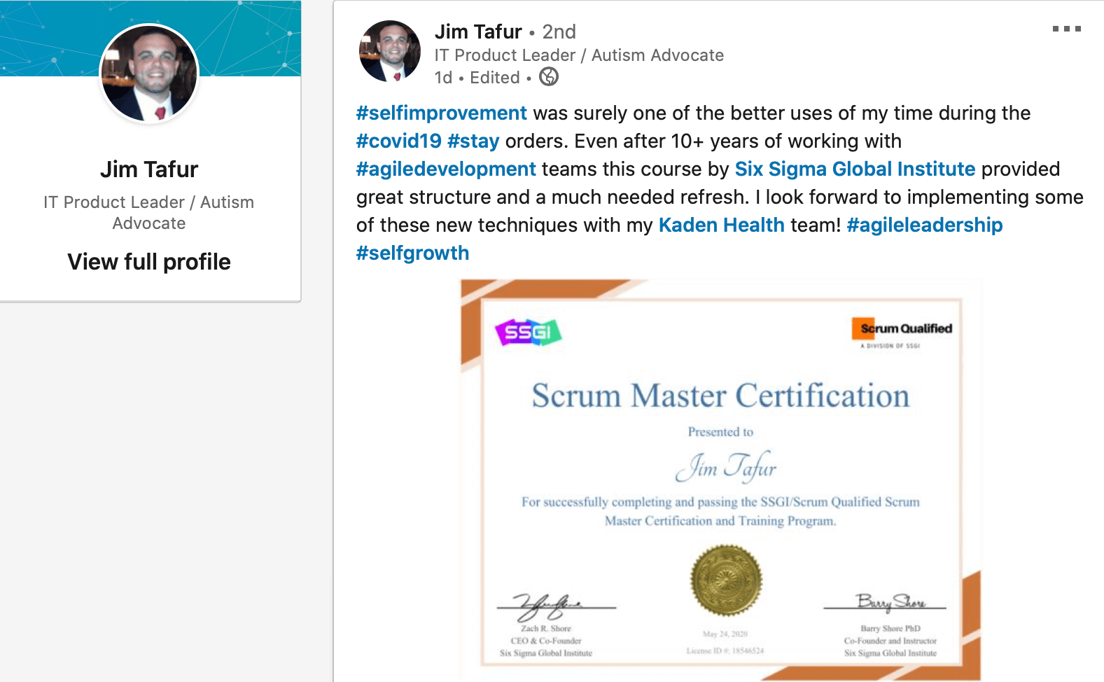 Scrum Master Certification SSGI Review