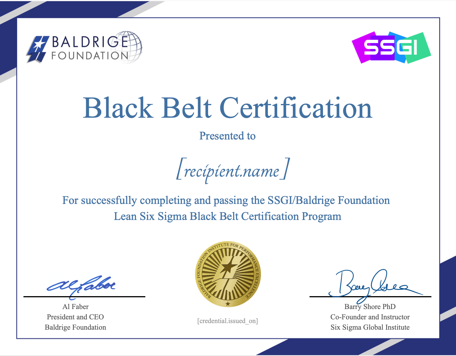 Baldrige Black Belt - Six Sigma Certification and Training | Lean Six Sigma