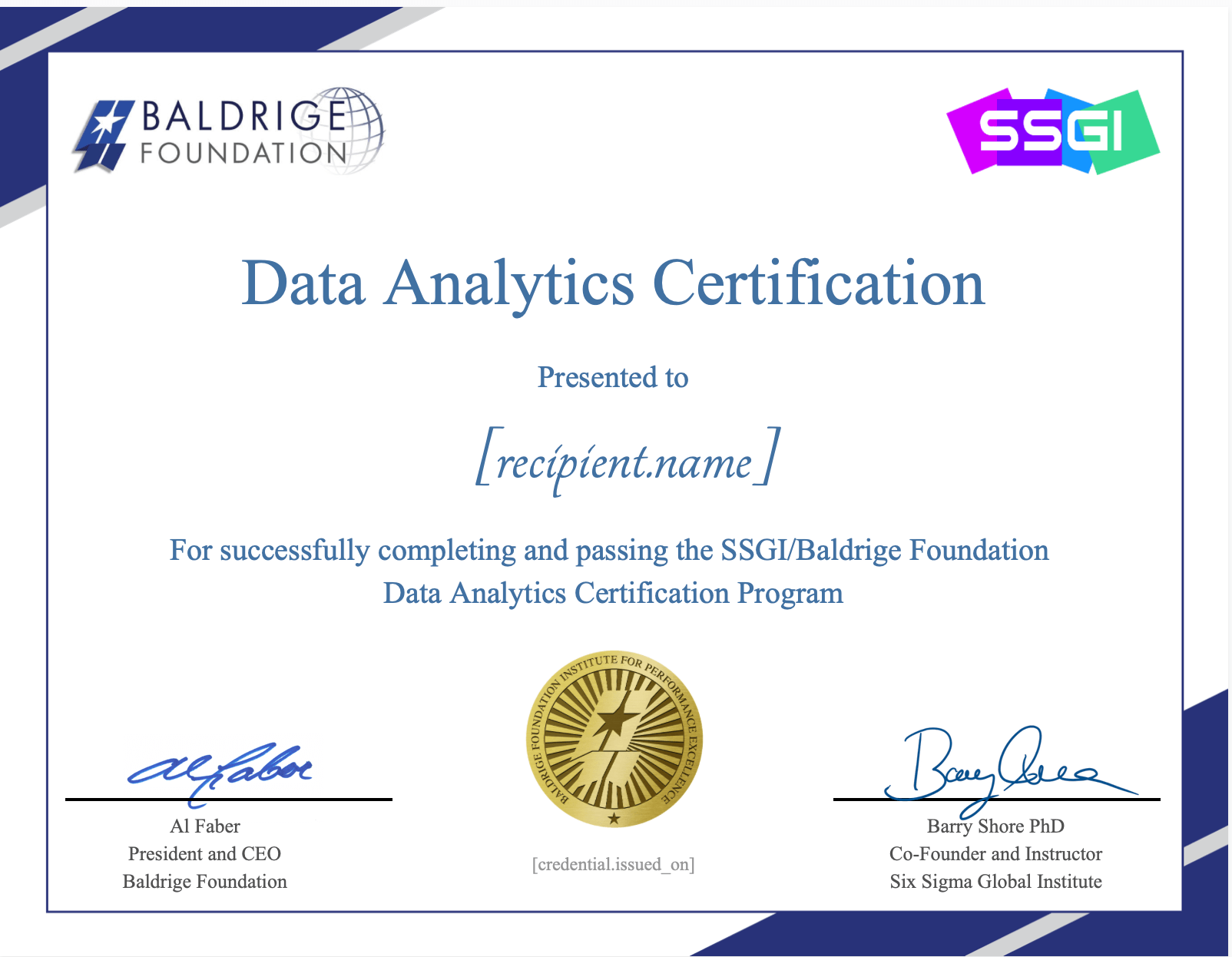 Baldrige Data Analytics Certification - Six Sigma Certification and ...