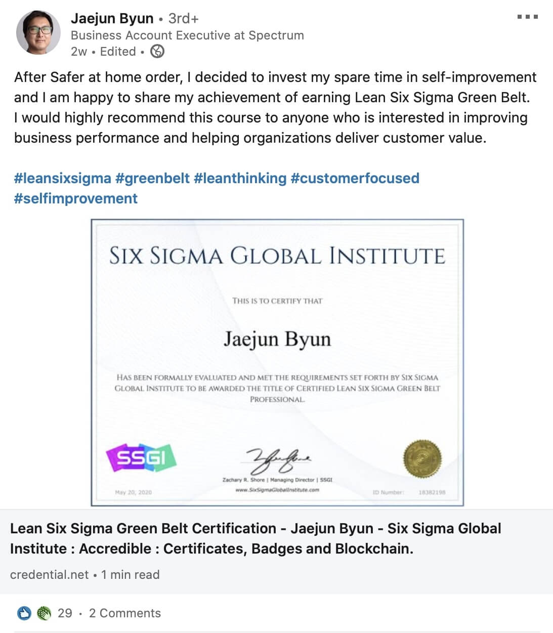 six sigma green belt ssgi review