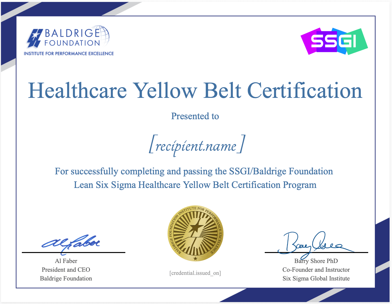 baldrige healthcare yellow belt