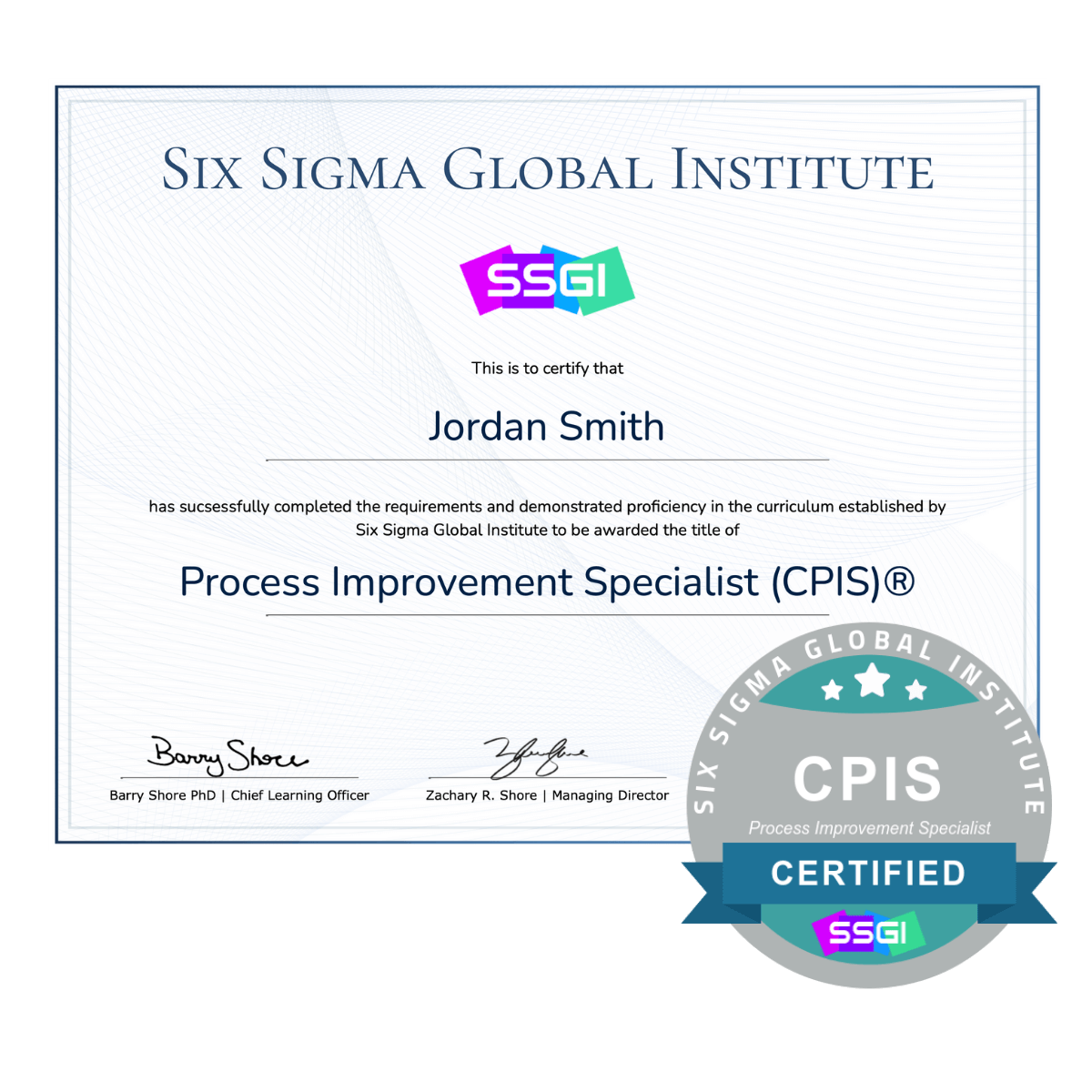 SSGI Process Improvement Specialist Certification CPIS