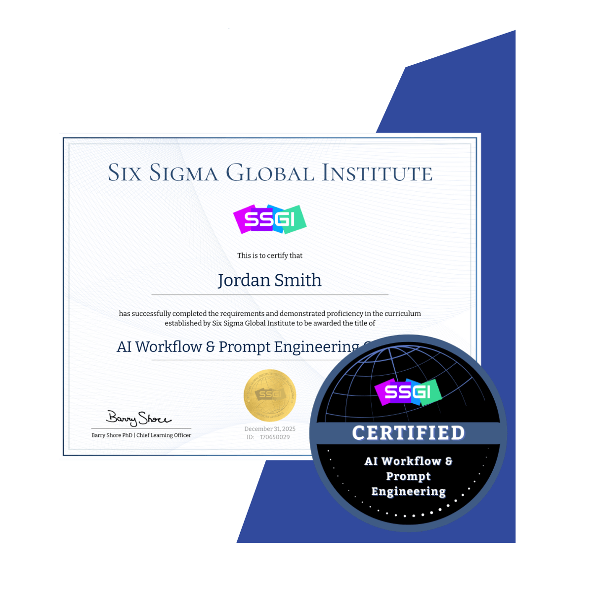 AI Workflow & Prompt Engineering Certification certificate and badge